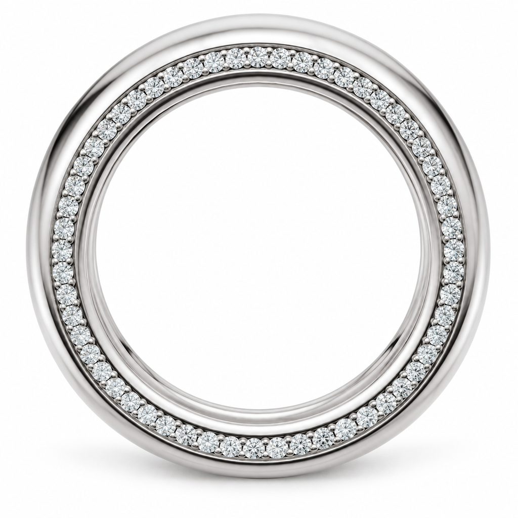 Men's 5/8 CTW Lab-Grown Diamond Accented Half Round Band — 14K White Gold, profile view