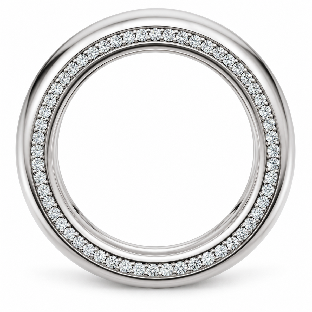 Men's 5/8 CTW Lab-Grown Diamond Accented Half Round Band — 14K White Gold, profile view