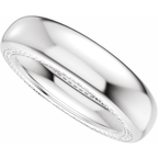 Men's 5/8 CTW Lab-Grown Diamond Accented Half Round Band — 14K White Gold, side view