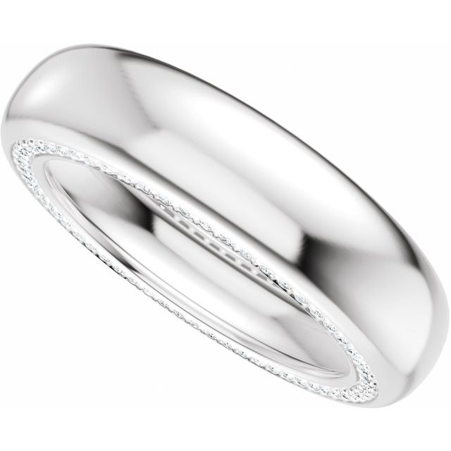 Men's 5/8 CTW Lab-Grown Diamond Accented Half Round Band — 14K White Gold, side view