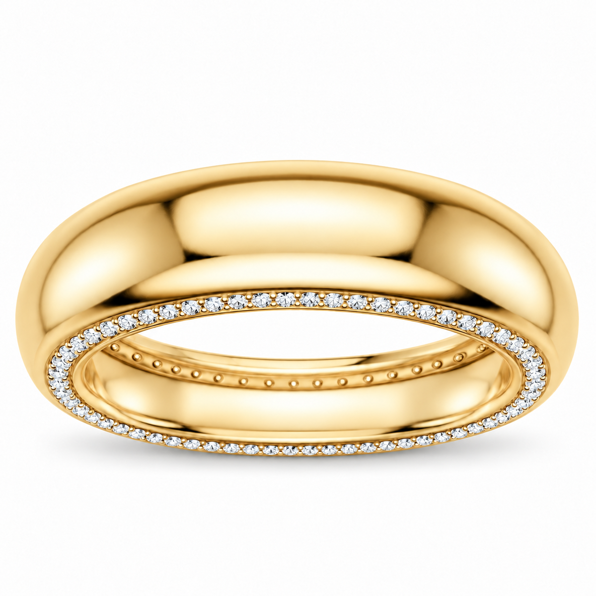 Men's 5/8 CTW Lab-Grown Diamond Accented Half Round Band — 14K Yellow Gold, front view
