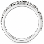 Men's 1/4 CTW Lab-Grown Diamond Accented Floral Band — 14K White Gold, profile view