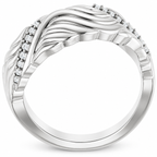 Men's 0.08 CTW Lab-Grown Diamond Accented Sculptural Band — 14K White Gold, profile view