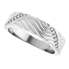 Men's 0.08 CTW Lab-Grown Diamond Accented Sculptural Band — 14K White Gold, side view