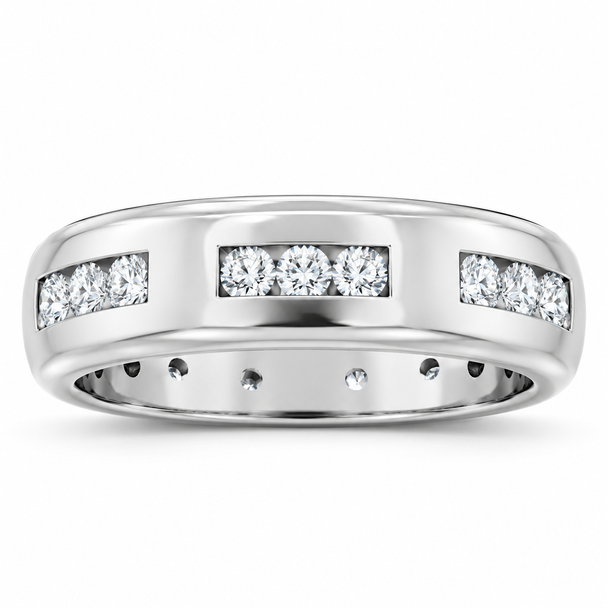 Men's 5/8 CTW Lab-Grown Diamond Accented Band – 126631 — 14K White Gold, front view