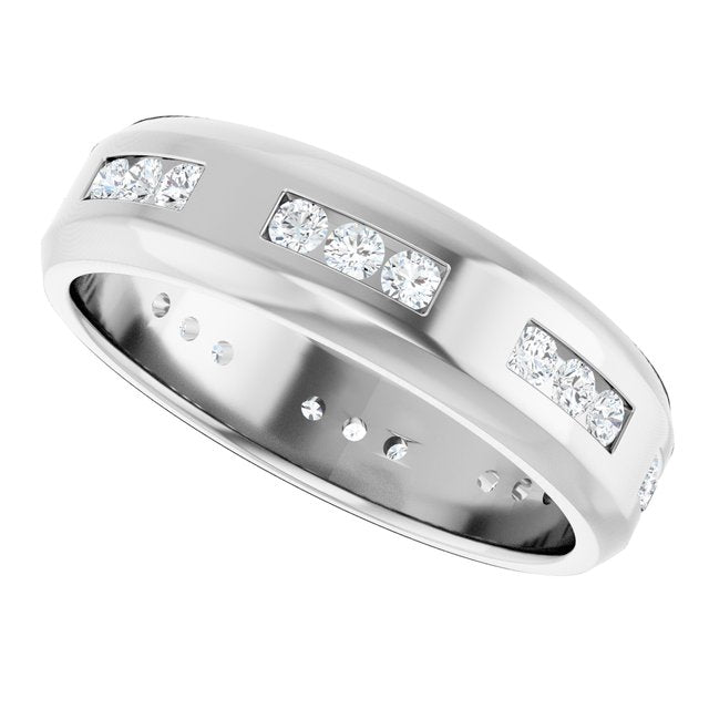 Men's 5/8 CTW Lab-Grown Diamond Accented Band – 126631 — 14K White Gold, side view