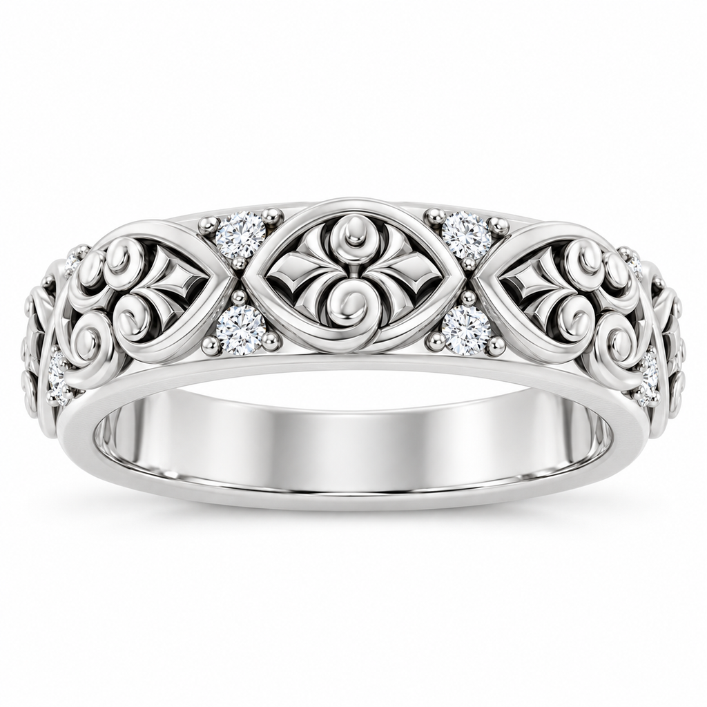 Men's 1/6 CTW Lab-Grown Diamond Accented Band – 689356 — 14K White Gold, front view