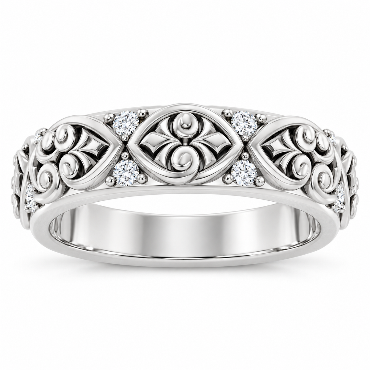 Men's 1/6 CTW Lab-Grown Diamond Accented Band – 689356 — 14K White Gold, front view