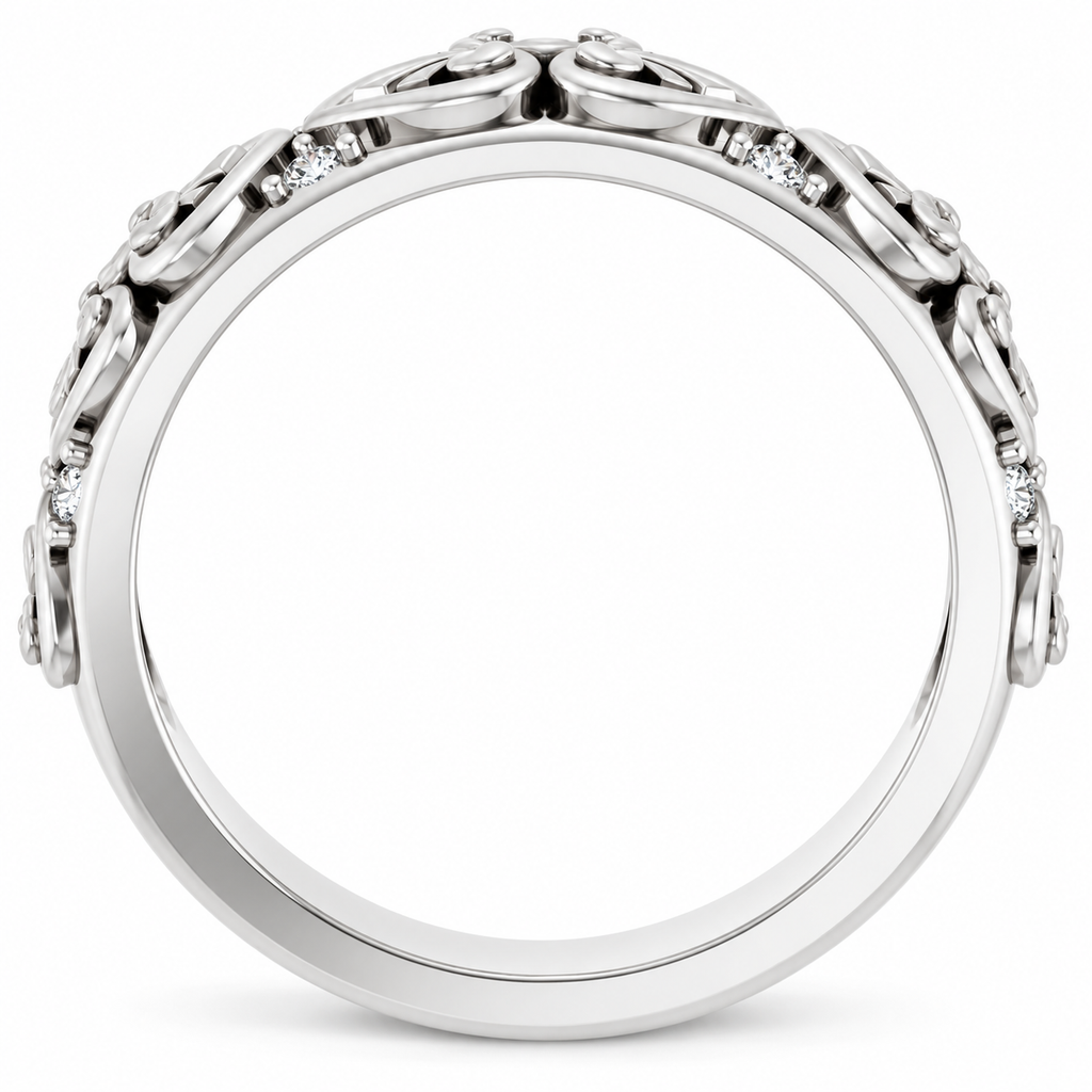 Men's 1/6 CTW Lab-Grown Diamond Accented Band – 689356 — 14K White Gold, profile view