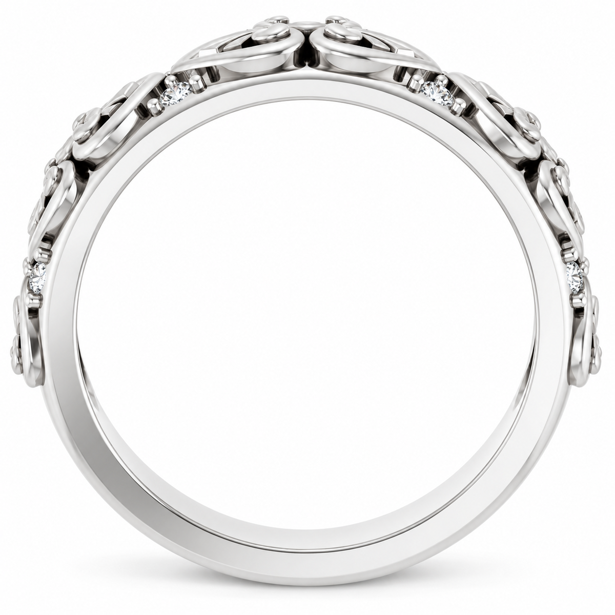 Men's 1/6 CTW Lab-Grown Diamond Accented Band – 689356 — 14K White Gold, profile view