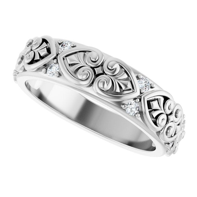 Men's 1/6 CTW Lab-Grown Diamond Accented Band – 689356 — 14K White Gold, side view