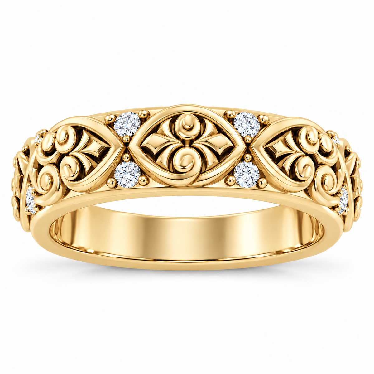 Men's 1/6 CTW Lab-Grown Diamond Accented Band – 689356 — 14K Yellow Gold, front view
