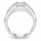 Men's 1 1/8 CTW Lab-Grown Diamond Accented Beveled-Edge Bezel-Set Band — 14K White Gold, profile view