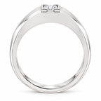 Men's 3/8 CT Lab-Grown Diamond Beveled-Edge Bezel-Set Solitaire Band — 14K White Gold, profile view