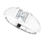Men's 3/8 CT Lab-Grown Diamond Beveled-Edge Bezel-Set Solitaire Band — 14K White Gold, side view