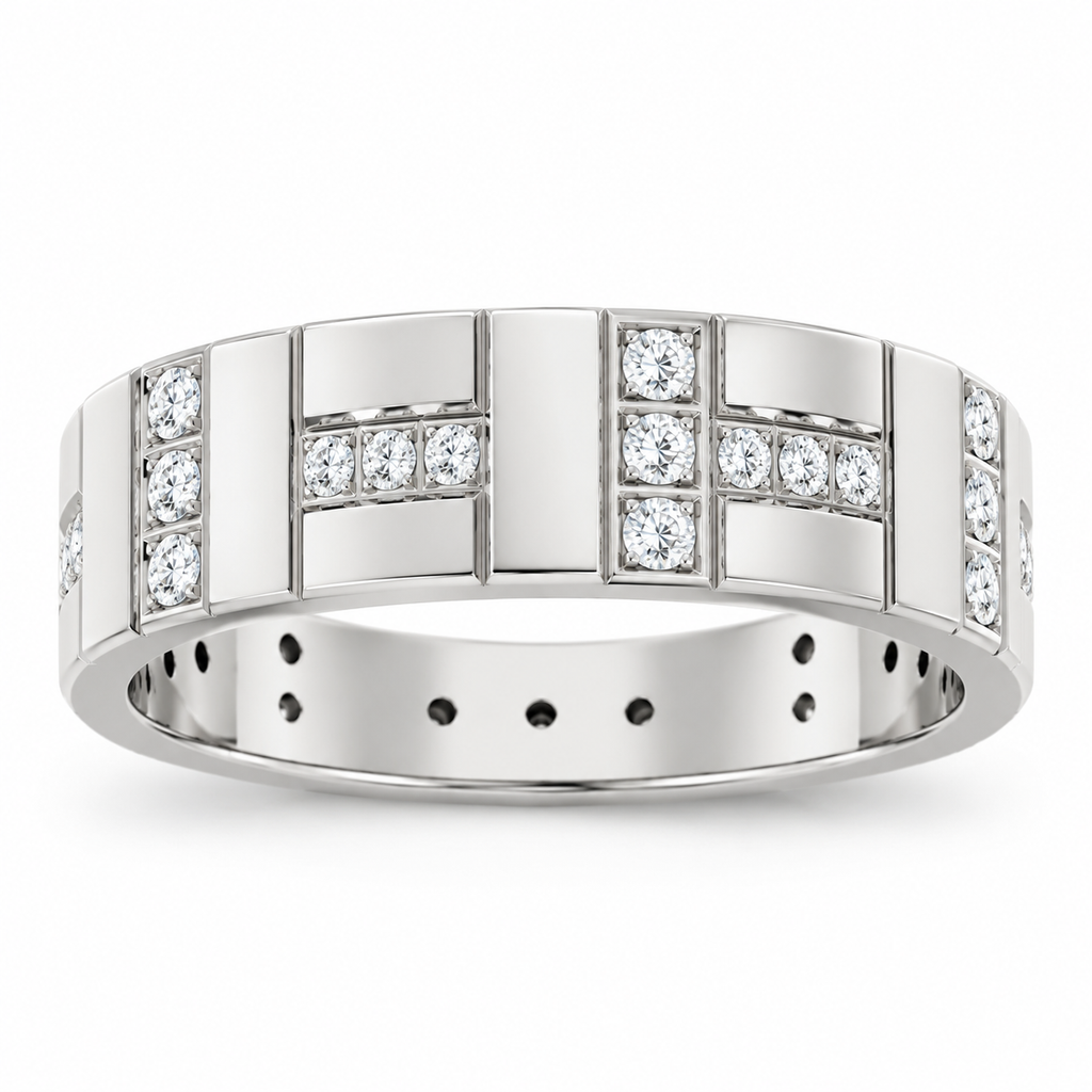 Men's 1/4 CTW Lab-Grown Diamond Eternity Band — 14K White Gold, front view