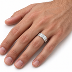 Men's 1/4 CTW Lab-Grown Diamond Eternity Band — 14K White Gold, on-hand photo