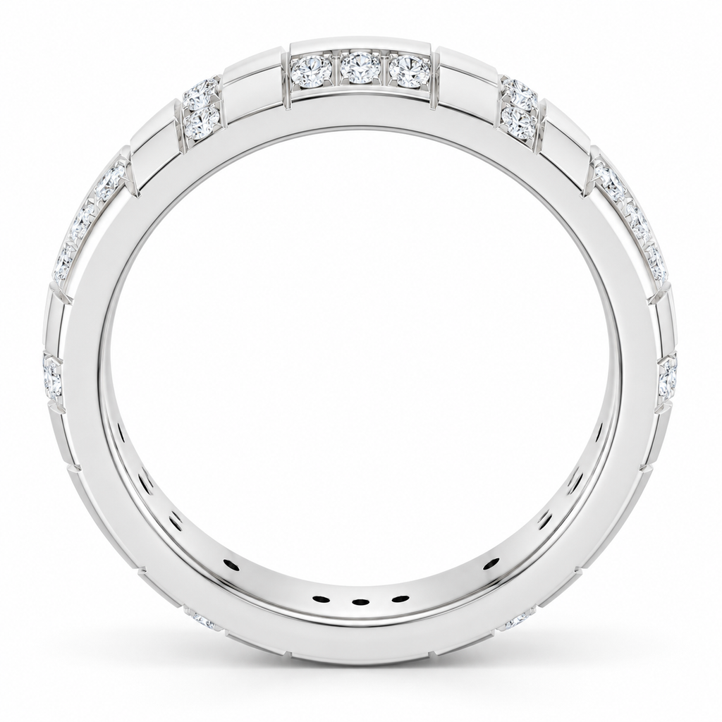 Men's 1/4 CTW Lab-Grown Diamond Eternity Band — 14K White Gold, profile view