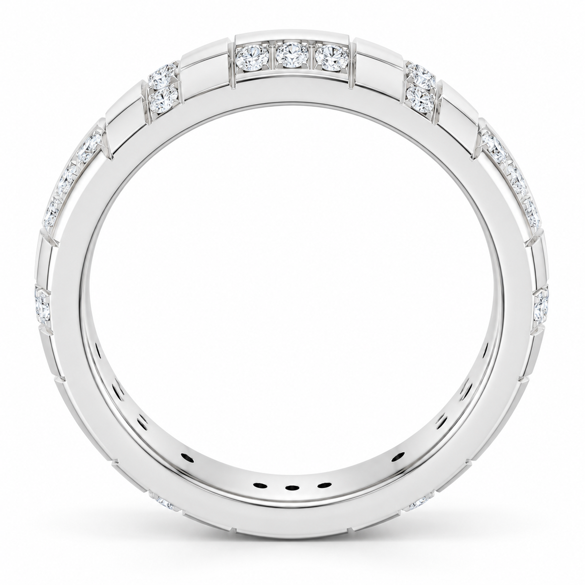 Men's 1/4 CTW Lab-Grown Diamond Eternity Band — 14K White Gold, profile view