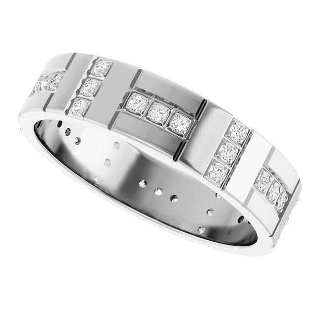 Men's 1/4 CTW Lab-Grown Diamond Eternity Band — 14K White Gold, side view