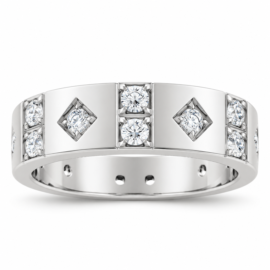 Men's 1/2 CTW Lab-Grown Diamond Accented Band – 126878 — 14K White Gold, front view