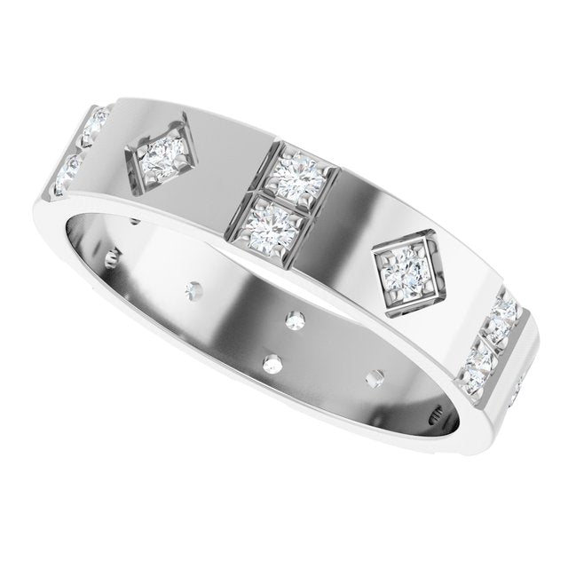 Men's 1/2 CTW Lab-Grown Diamond Accented Band – 126878 — 14K White Gold, side view