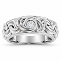 Men's 1/8 CT Lab-Grown Diamond Accented Band – 689347 — 14K White Gold, front view