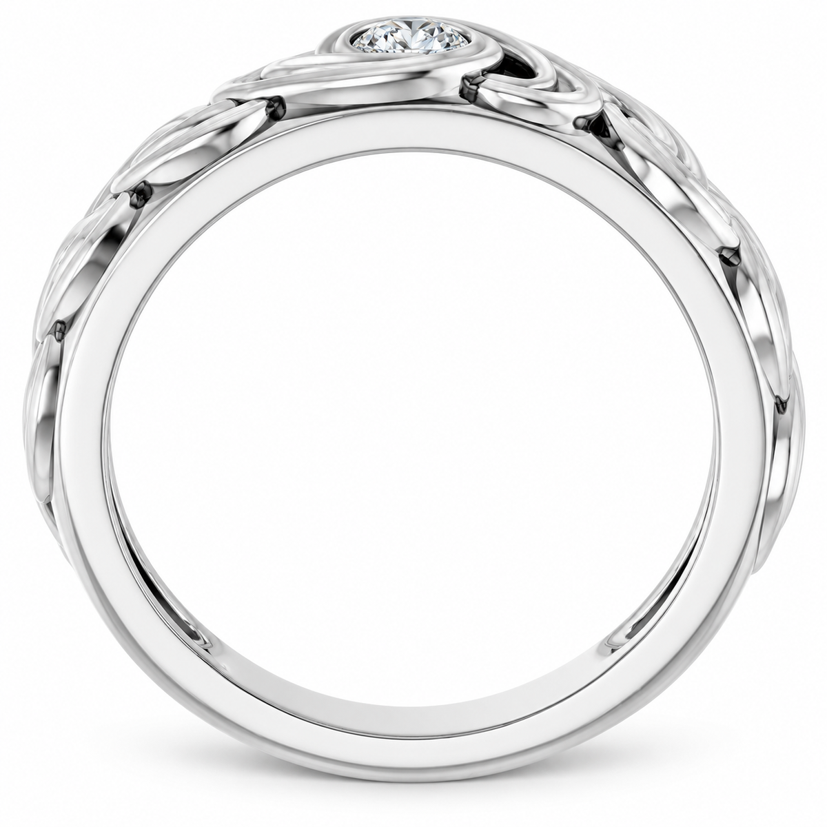 Men's 1/8 CT Lab-Grown Diamond Accented Band – 689347 — 14K White Gold, profile view