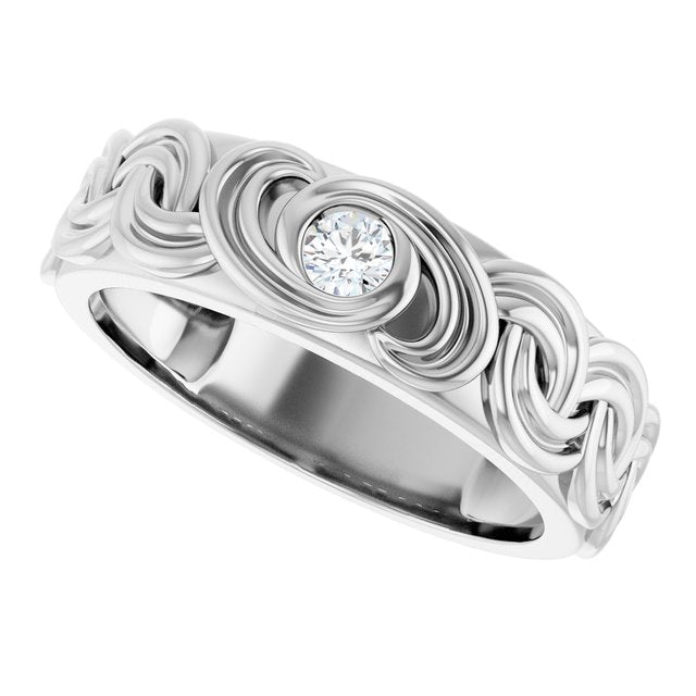 Men's 1/8 CT Lab-Grown Diamond Accented Band – 689347 — 14K White Gold, side view