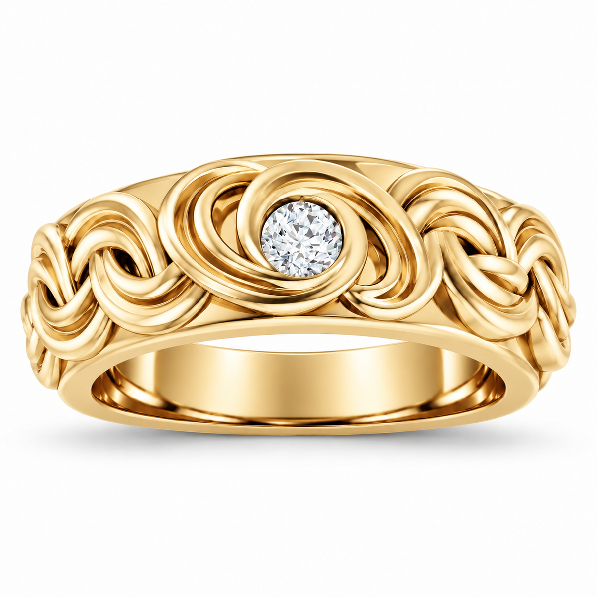 Men's 1/8 CT Lab-Grown Diamond Accented Band – 689347 — 14K Yellow Gold, front view