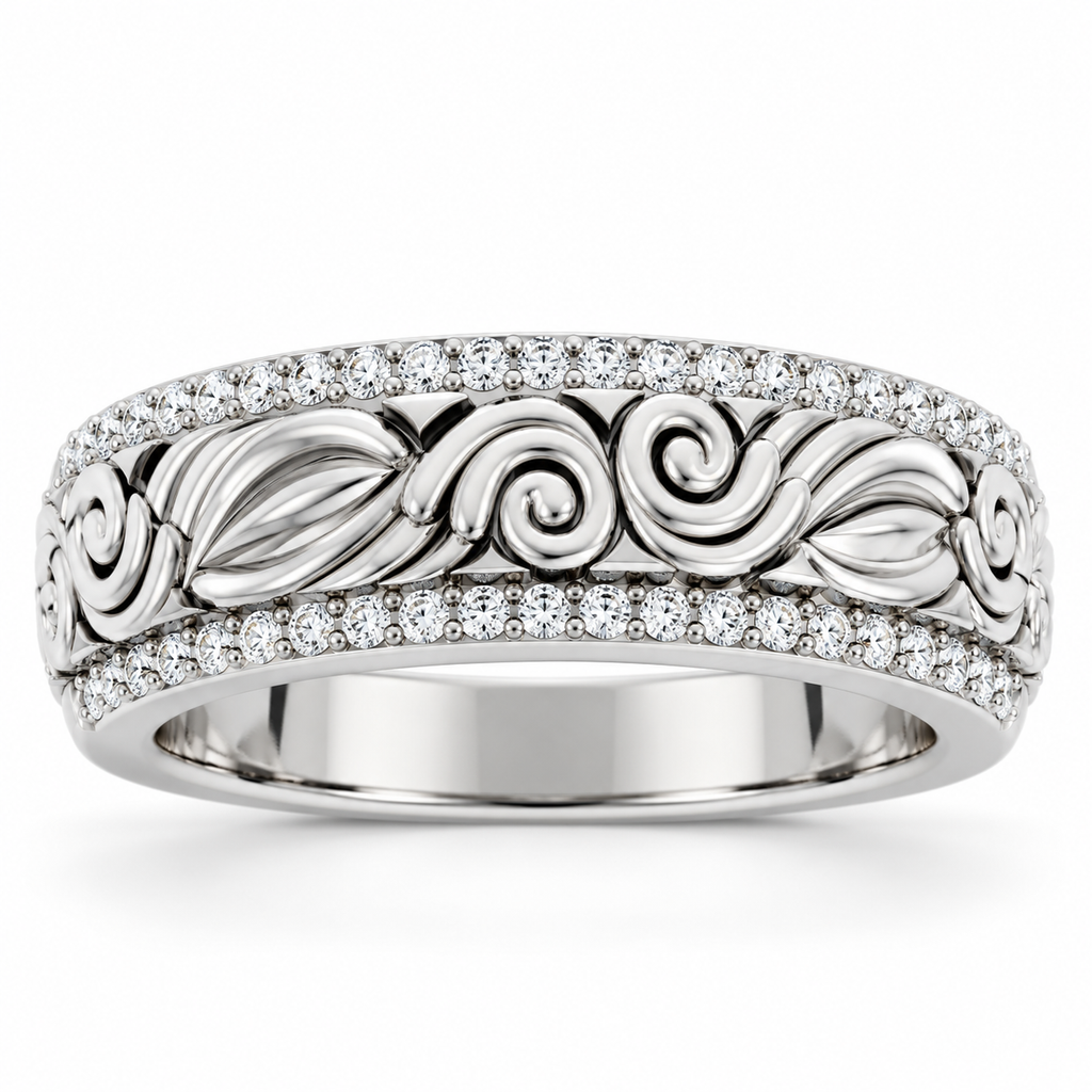 Men's 3/8 CTW Lab-Grown Diamond Accented Band – 689345 — 14K White Gold, front view