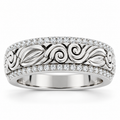 Men's 3/8 CTW Lab-Grown Diamond Accented Band – 689345 — 14K White Gold, front view