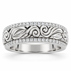 Men's 3/8 CTW Lab-Grown Diamond Accented Band – 689345 — 14K White Gold, front view