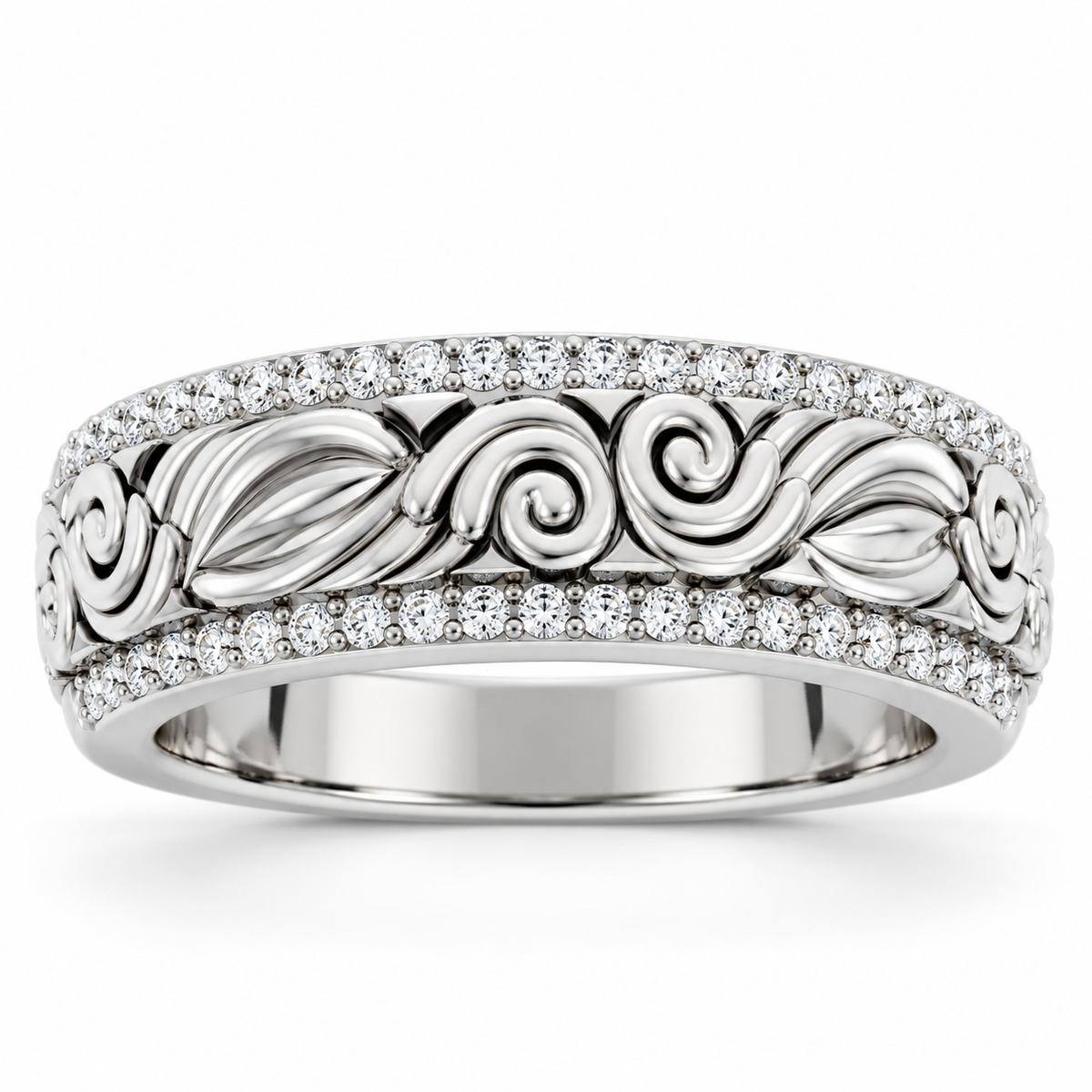 Men's 3/8 CTW Lab-Grown Diamond Accented Band – 689345 — 14K White Gold, front view