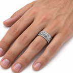 Men's 3/8 CTW Lab-Grown Diamond Accented Band – 689345 — 14K White Gold, on-hand photo