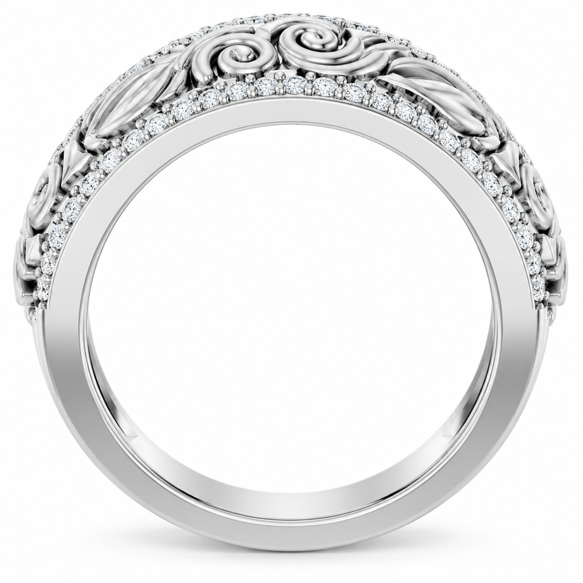 Men's 3/8 CTW Lab-Grown Diamond Accented Band – 689345 — 14K White Gold, profile view