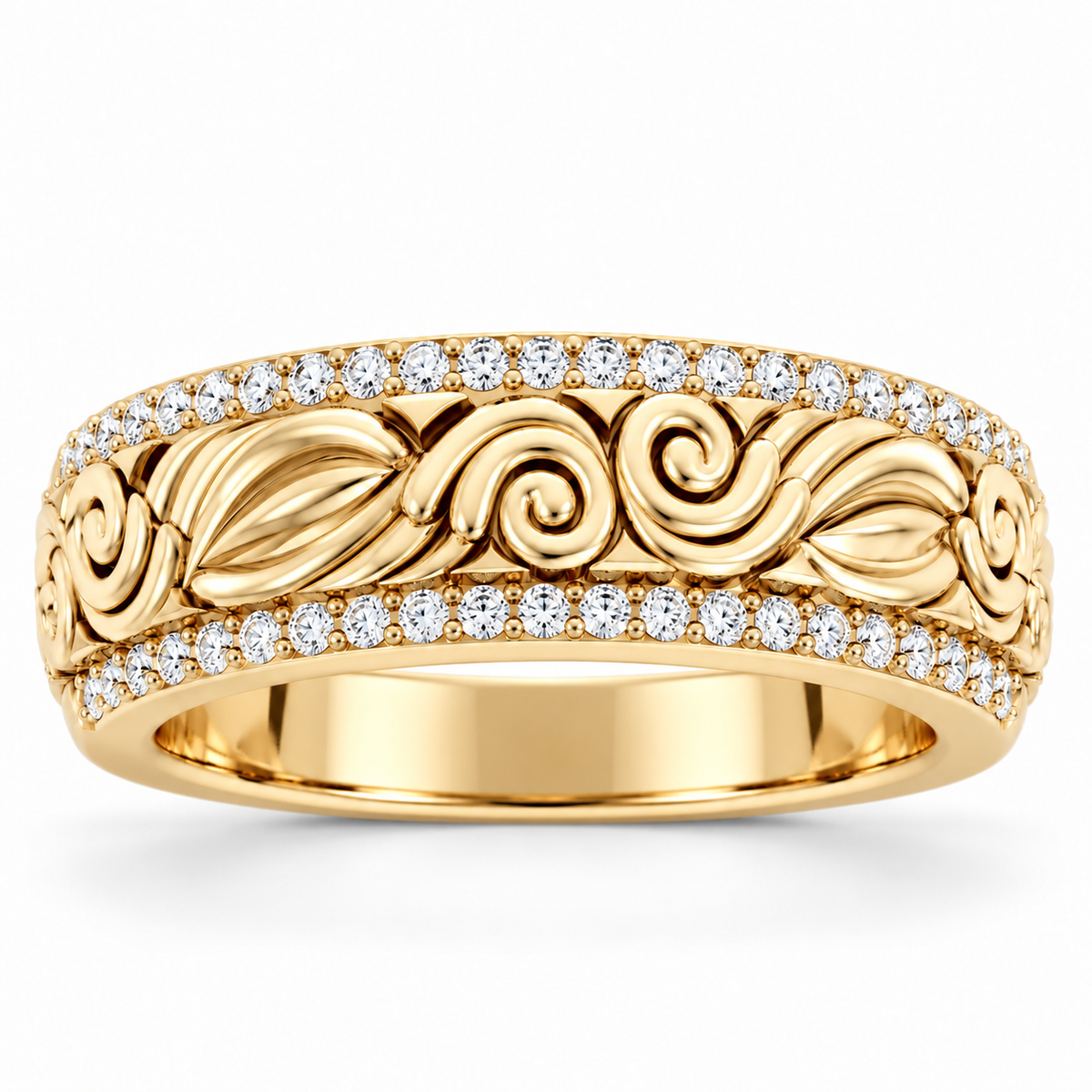 Men's 3/8 CTW Lab-Grown Diamond Accented Band – 689345 — 14K Yellow Gold, front view
