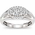 Men's 1 3/4 CTW Lab-Grown Diamond Halo-Style Tapered Band — 14K White Gold, front view