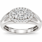 Men's 1 3/4 CTW Lab-Grown Diamond Halo-Style Tapered Band — 14K White Gold, front view