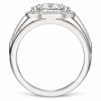 Men's 1 3/4 CTW Lab-Grown Diamond Halo-Style Tapered Band — 14K White Gold, profile view