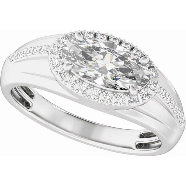 Men's 1 3/4 CTW Lab-Grown Diamond Halo-Style Tapered Band — 14K White Gold, side view