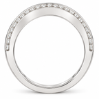 Men's 1/2 CTW Lab-Grown Diamond Stepped-Edge Tapered Half Round Band — 14K White Gold, profile view