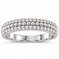 Men's 1/3 CTW Lab-Grown Diamond Beaded Anniversary Band — 14K White Gold, front view