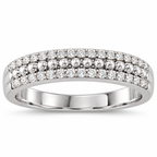 Men's 1/3 CTW Lab-Grown Diamond Beaded Anniversary Band — 14K White Gold, front view