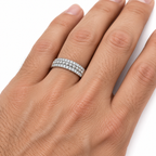 Men's 1/3 CTW Lab-Grown Diamond Beaded Anniversary Band — 14K White Gold, on-hand photo