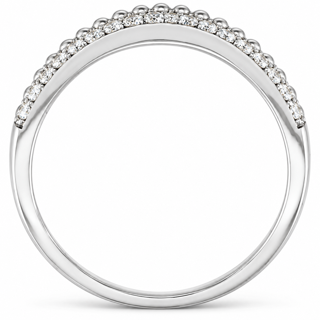 Men's 1/3 CTW Lab-Grown Diamond Beaded Anniversary Band — 14K White Gold, profile view