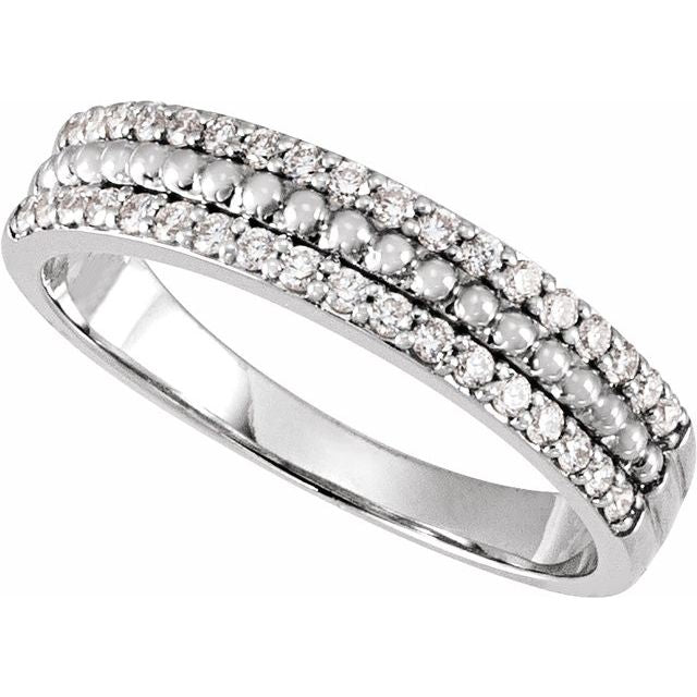 Men's 1/3 CTW Lab-Grown Diamond Beaded Anniversary Band — 14K White Gold, side view