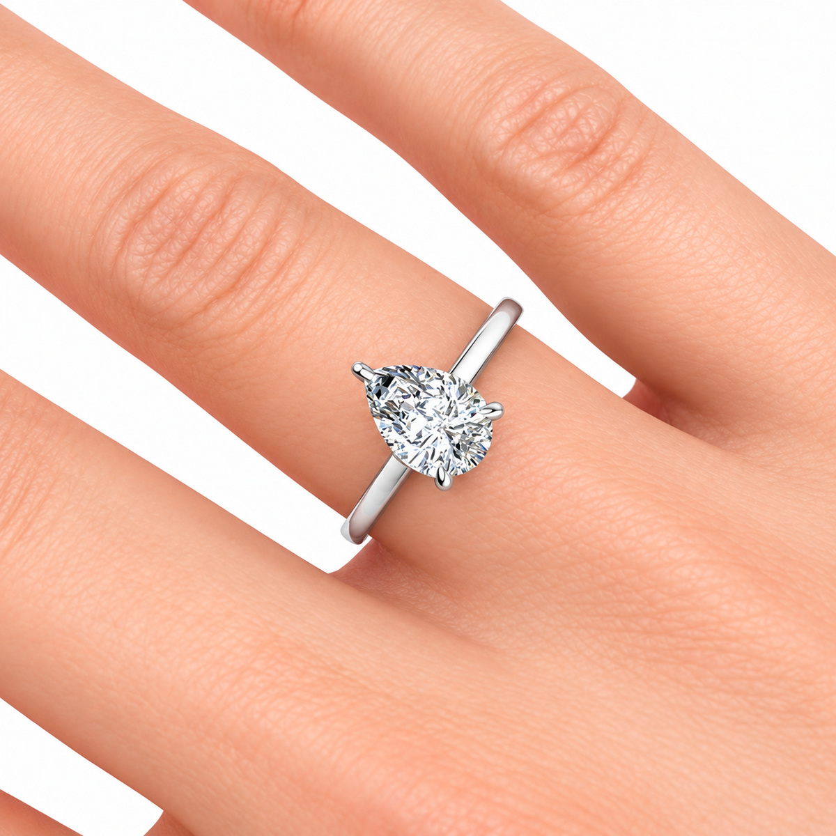 Mila Lab Grown Diamond Ring — white gold — hand view
