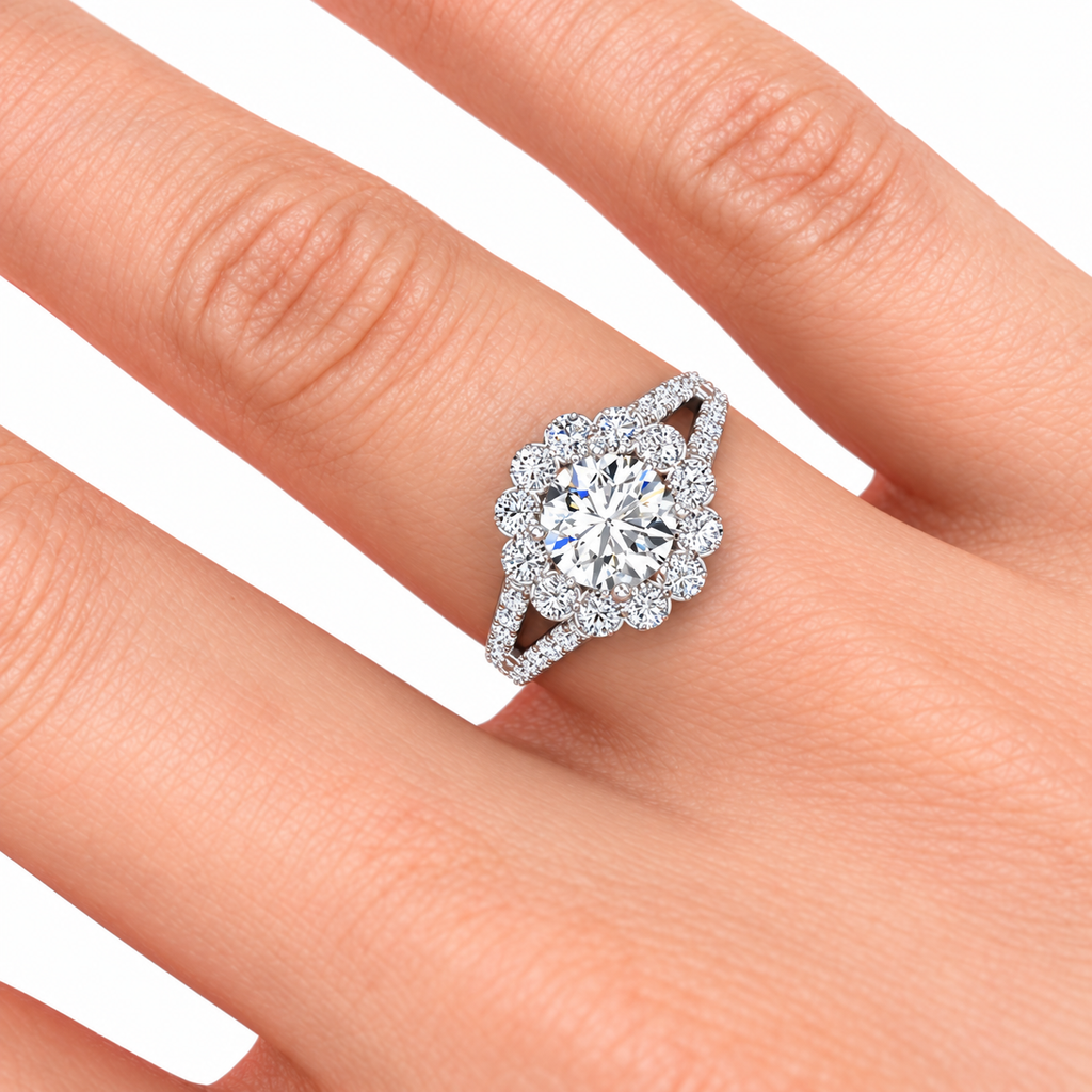 Milana Lab Grown Diamond Ring — white gold — on hand