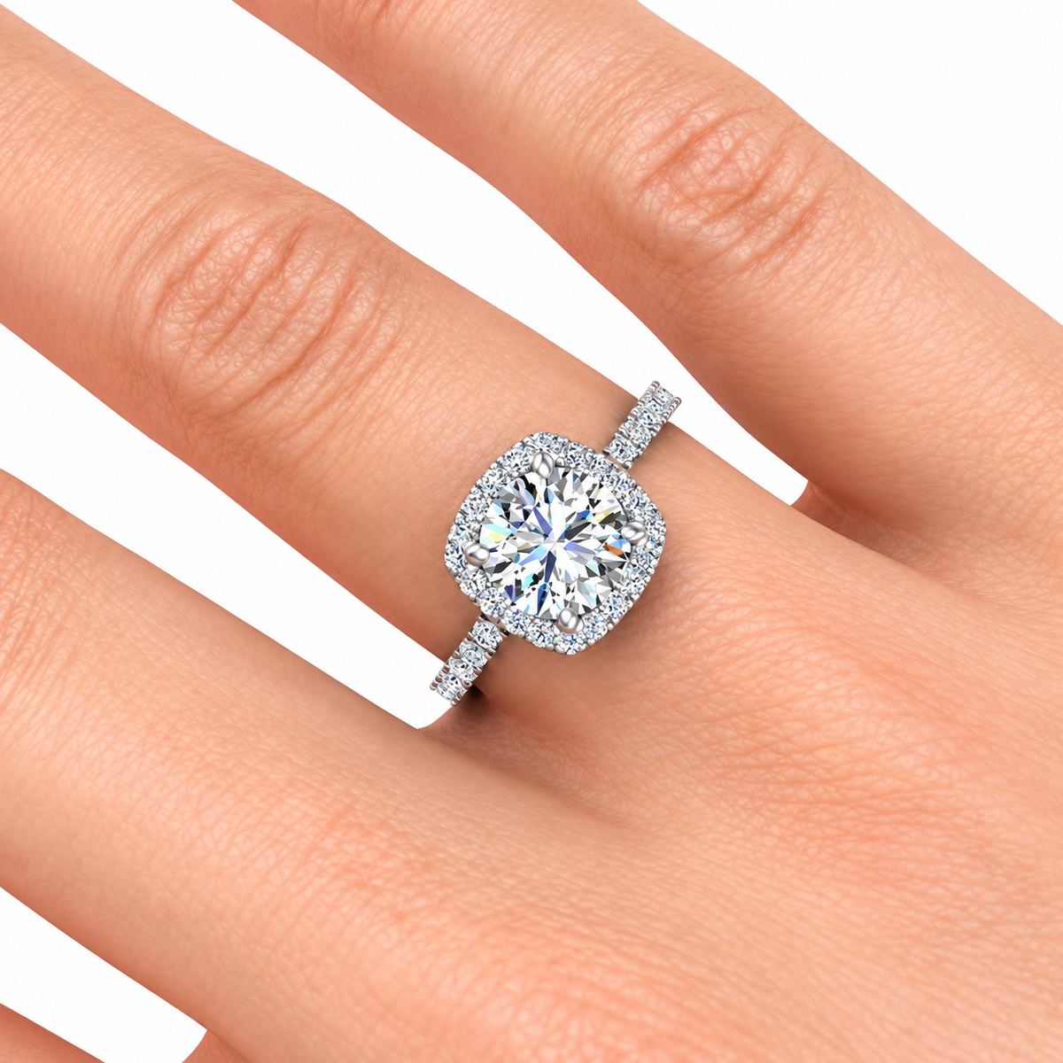Miriam Lab Grown Diamond Ring — white gold — on hand